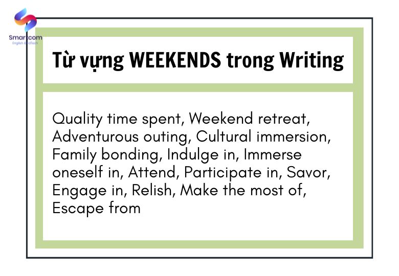 Từ vựng IELTS chủ đề WEEKENDS trong Writing Danh sách WEEKEND vocabulary IELTS trong Writing