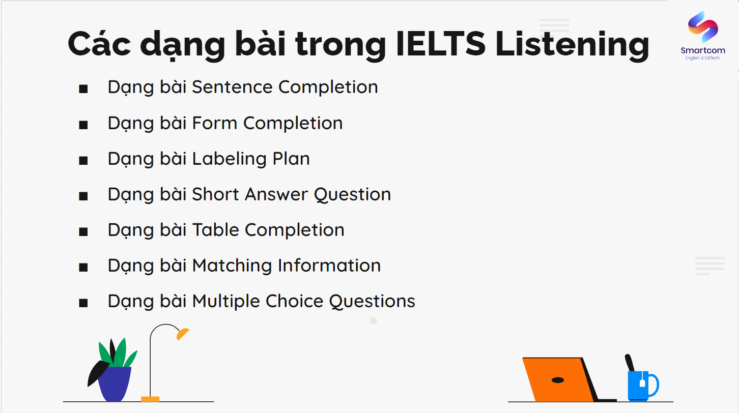 Các dạng bài IELTS Listening