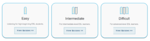 (Ảnh: Các cấp độ bài tập của Randall’s ESL Cyber Listening Lab)
