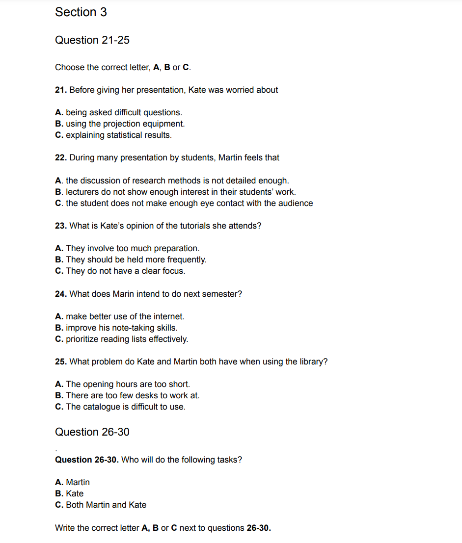 Bài IELTS Listening 